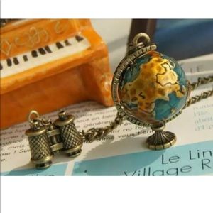 Travel Globe/Map and Binoculars Necklace